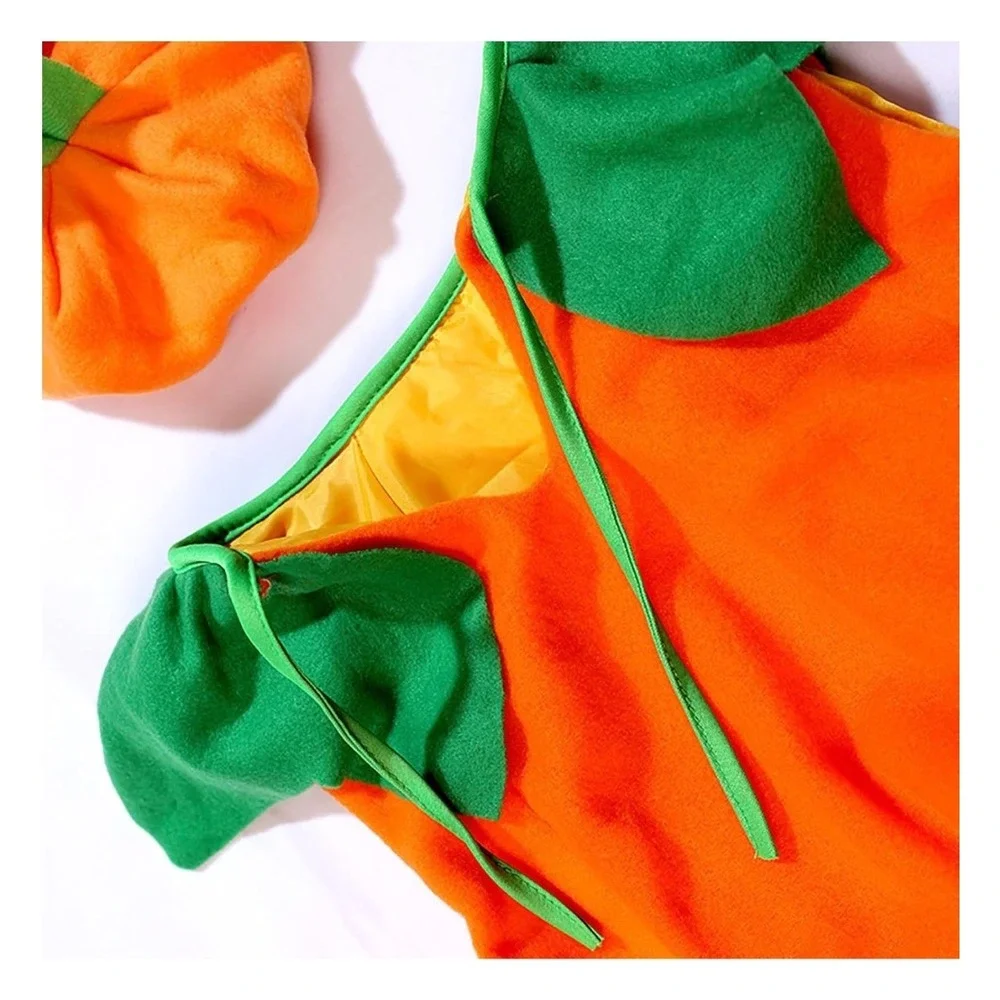 Pumpkin Costume Kids Orange 3pc Set Toddler Size L NWT Halloween